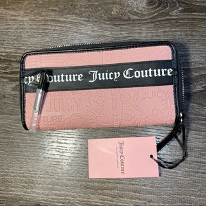 NEW Juicy Couture Wristlet Wallet Gothic Black Pink Blush Zipper